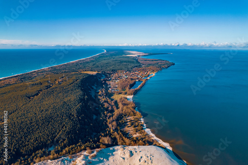 Curonian Spit from above Kaliningrad Russia, aerial top view of national park photo