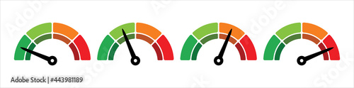 scale four level measurement monitor display. simple level meter. four level step meter measure. vector illustration graphic design set template.