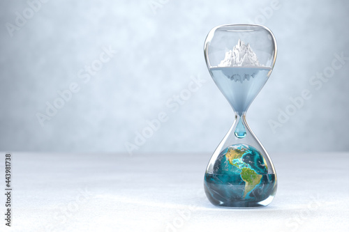 Earth planet in hourglass, Global warming concept
