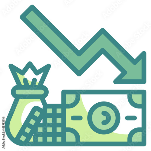 financial crisis blue line icon
