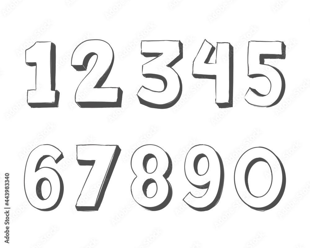 Hand drawn white vector numbers - Vector
