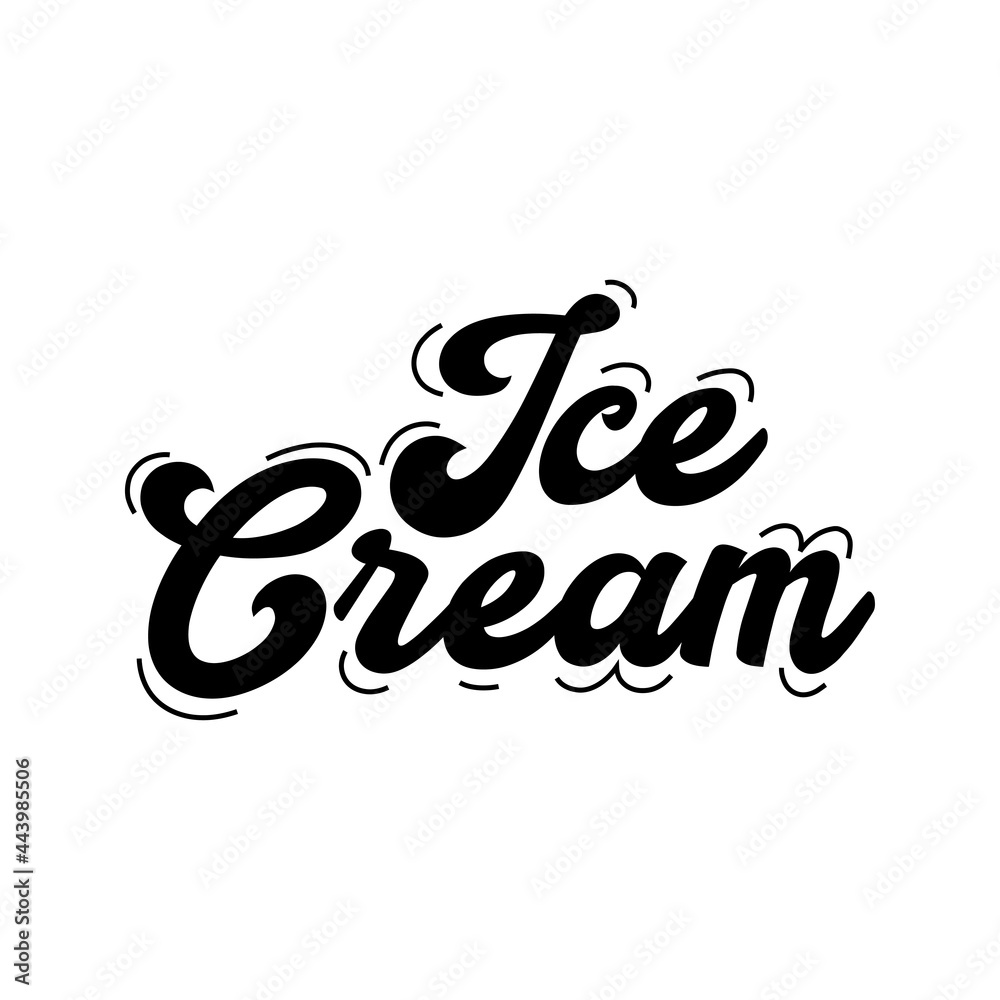 Banner con texto Ice Cream en caligrafía con linea exterior en color ...