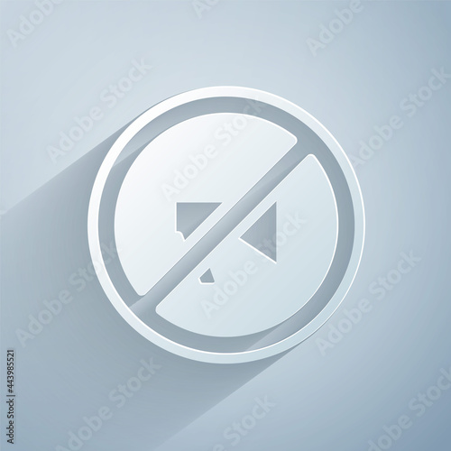 Paper cut Censored stamp icon isolated on grey background. Paper art style. Vector