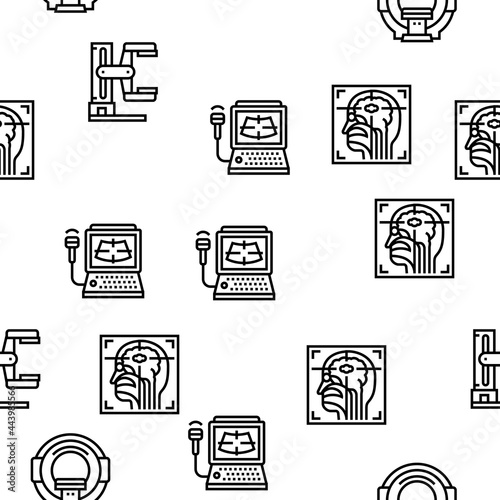 Radiology Equipment Vector Seamless Pattern Thin Line Illustration