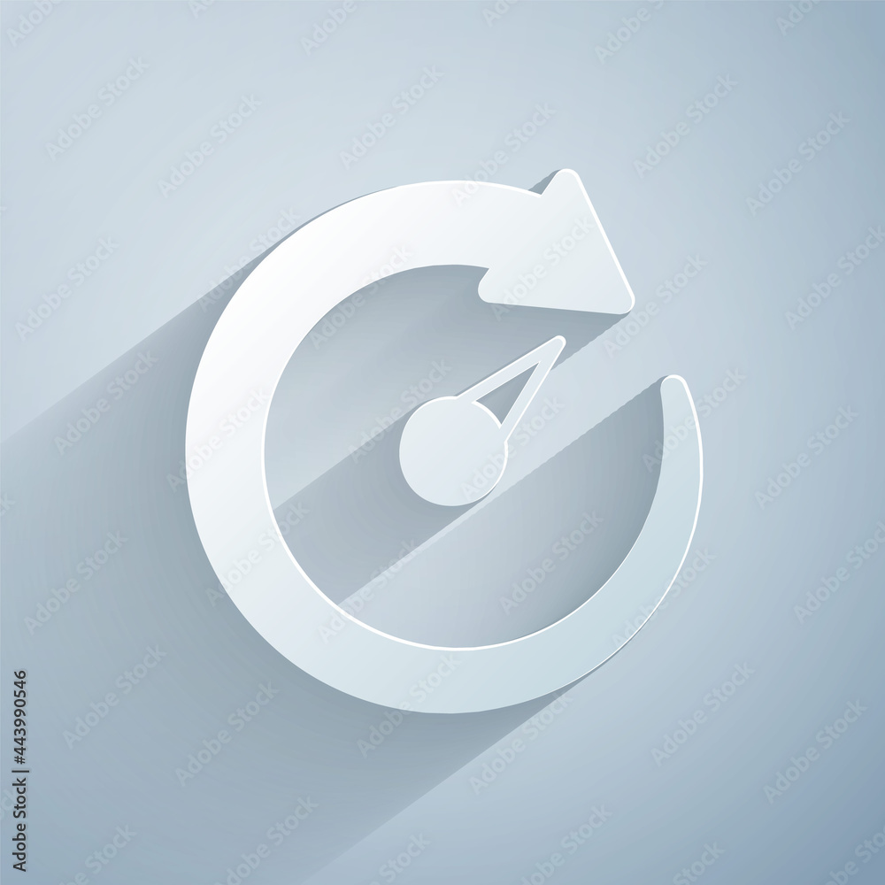 Paper cut Digital speed meter icon isolated on grey background. Global  network high speed connection data rate technology. Paper art style. Vector  Stock Vector | Adobe Stock