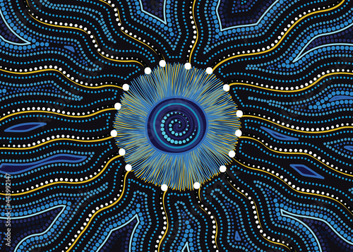 Blue aboriginal connection vector artwork