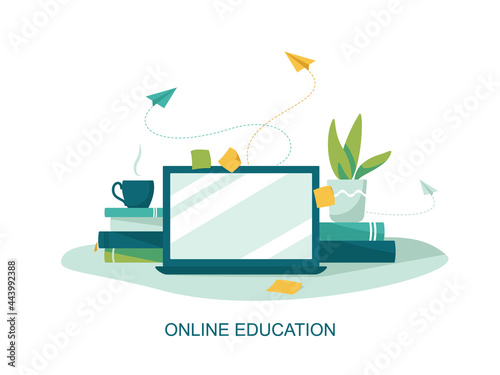 Online education concept. Online education at home