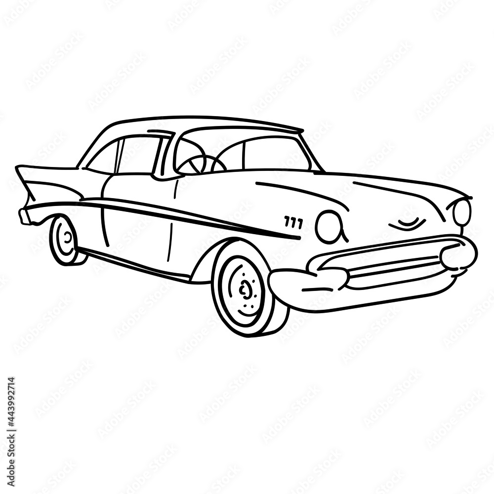 Chevy Classic Car Wireframe Retro Car Chevrolet Ford Pontiac  Vintage Vector Illustration Icon Design