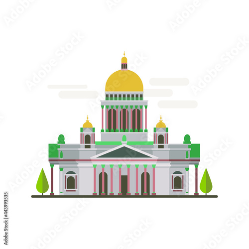 Cartoon symbols of Saint-Petersburg. Popular tourist architectural object: Saint Isaac's Cathedral, Russia