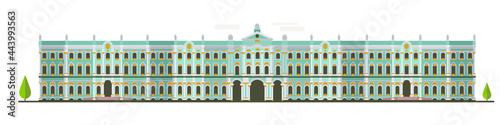 Cartoon symbols of Saint-Petersburg. Popular tourist architectural object: State Hermitage Museum, Russia