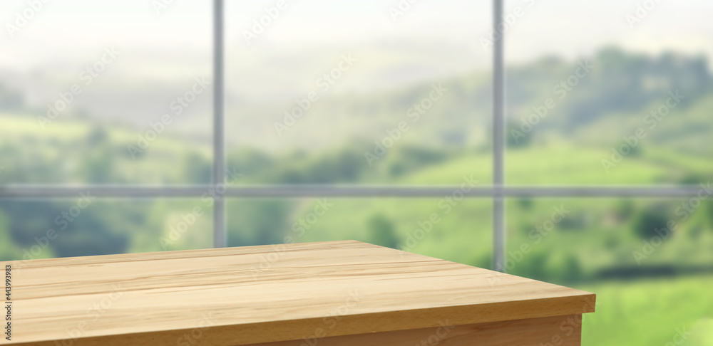 Desk of free space and background of window Desk of free space and background of window