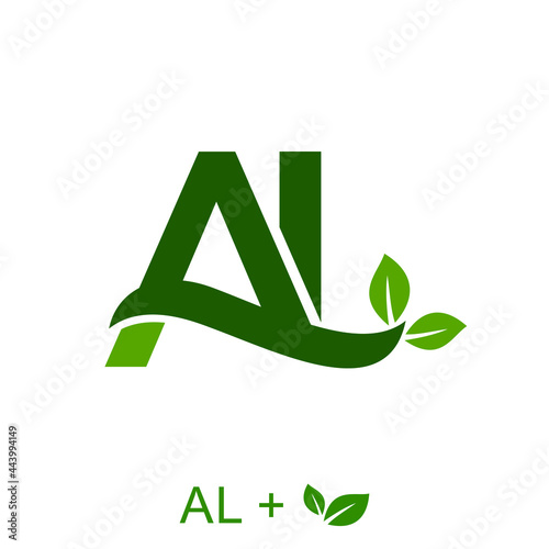 Letter AL with a leaf concept. Very suitable various business purposes also for symbol, logo, company name, brand name, personal name, icon and many more.