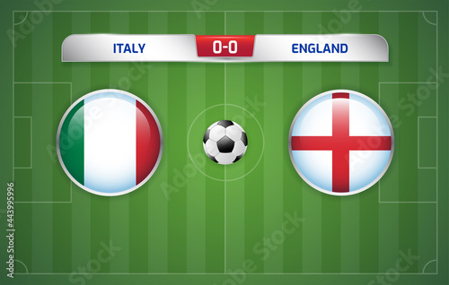 Italy vs England scoreboard broadcast template for sport soccer and football tournament championship 2020 Round Final