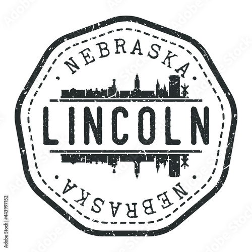 Lincoln, NE, USA Stamp Skyline Postmark. Silhouette Postal Passport. City Round Vector Icon. Vintage Postage Design.