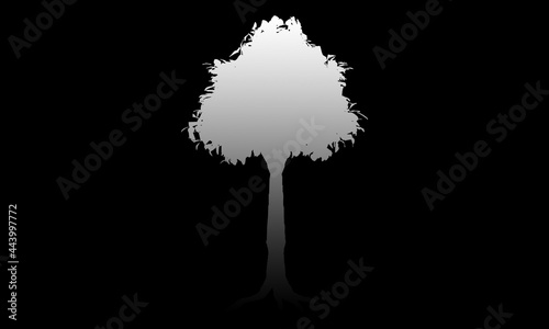 black and white tree