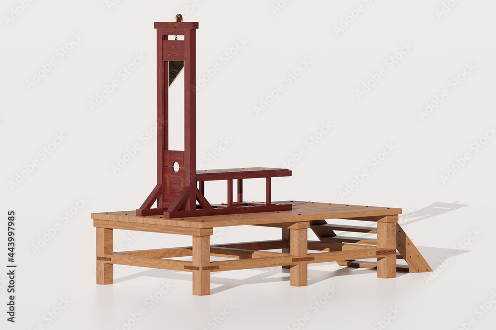 Fototapeta premium Guillotine isolated on white background. 3D illustration