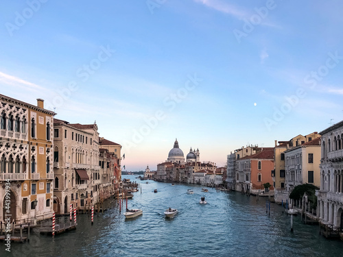  Venice, Italy, Ariel view on the Grand Canal with motorboat taxis © Ekaterina
