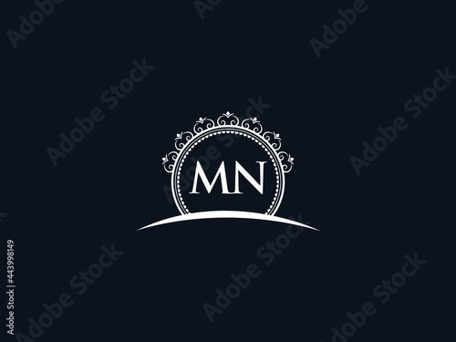 Luxury MN Letter, initial Black mn Logo Icon Vector For Hotel Heraldic Jewelry Fashion Royalty With Brand Identity and Print Template Image