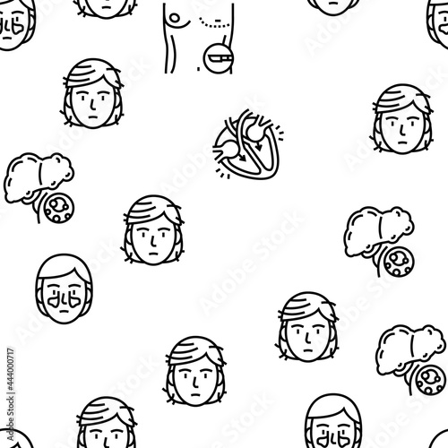 Disease Human Organ Vector Seamless Pattern Thin Line Illustration