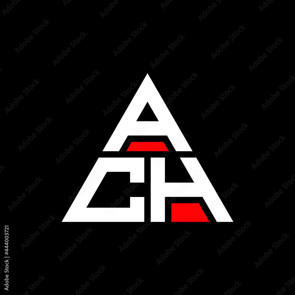 ACH triangle letter logo design with triangle shape. ACH triangle logo design monogram. ACH triangle vector logo template with red color. ACH triangular logo Simple, Elegant, and Luxurious Logo. ACH  
