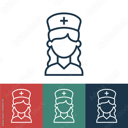 Linear vector icon with nurse
