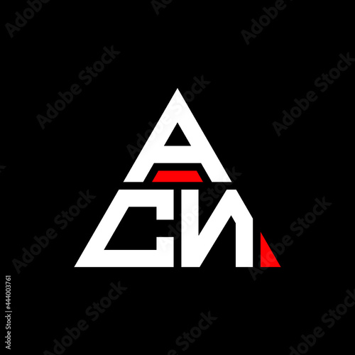 ACN triangle letter logo design with triangle shape. ACN triangle logo design monogram. ACN triangle vector logo template with red color. ACN triangular logo Simple, Elegant, and Luxurious Logo. ACN 