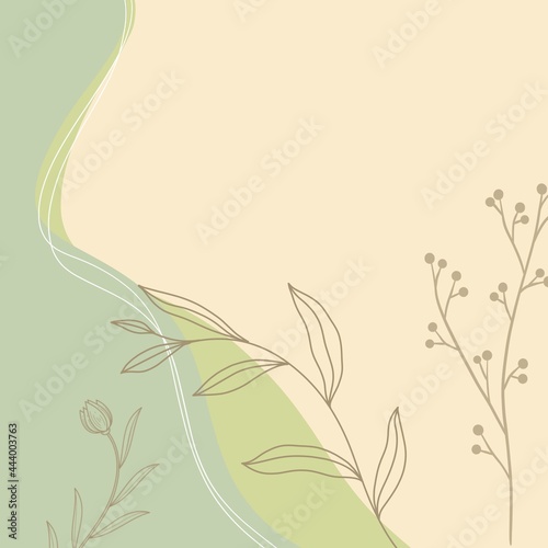 Watercolor one line drawing botanical background, leaf plant design, abstract wallpaper	