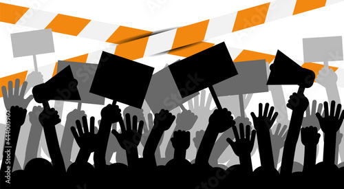 Political protest with silhouette