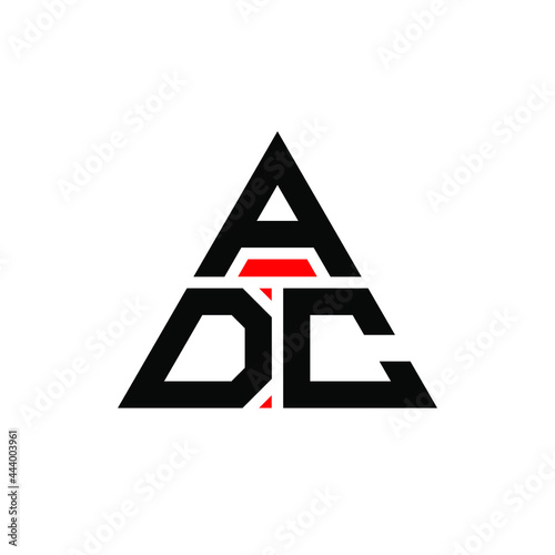 ADC triangle letter logo design with triangle shape. ADC triangle logo design monogram. ADC triangle vector logo template with red color. ADC triangular logo Simple, Elegant, and Luxurious Logo. ADC  photo