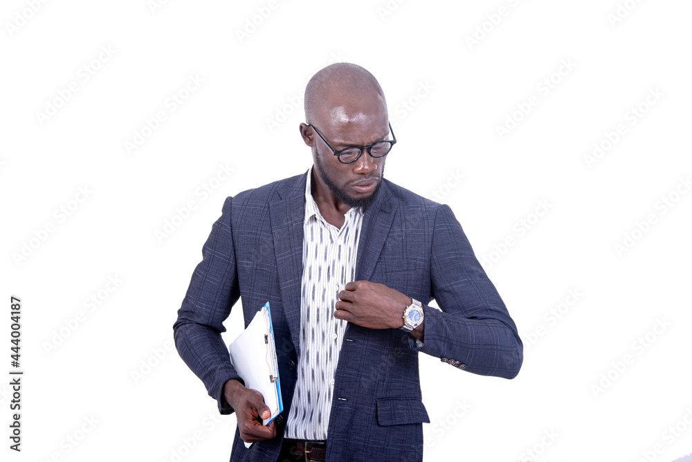 portrait of a handsome serious businessman with a clipboard. portrait of a handsome serious businessman with a clipboard.