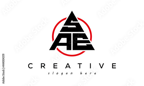 SAE triangle letter logo with circle