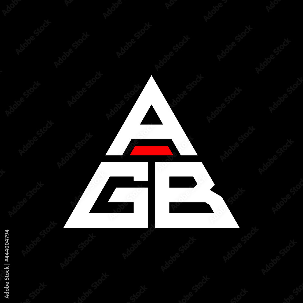 AGB triangle letter logo design with triangle shape. AGB triangle logo design monogram. AGB triangle vector logo template with red color. AGB triangular logo Simple, Elegant, and Luxurious Logo. AGB 
