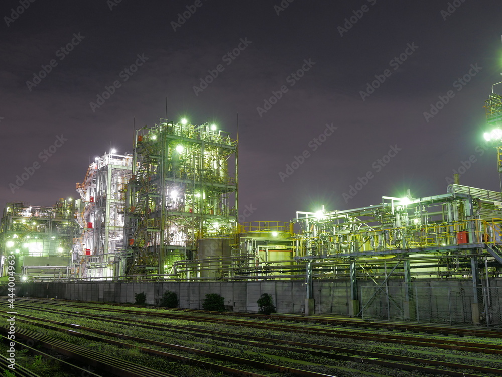 タイトル : 川崎工業地帯の夜景・千鳥町 貨物ヤード前