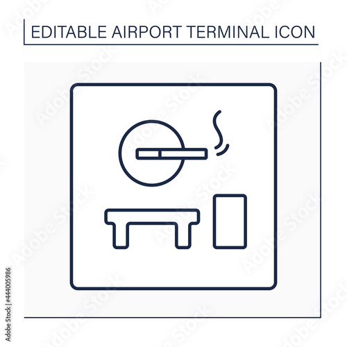 Smoking room line icon. Pointer.Smoking lounge.Zone provided and furnished for smoke.Airport terminal concept. Isolated vector illustration.Editable stroke. Vector illustration