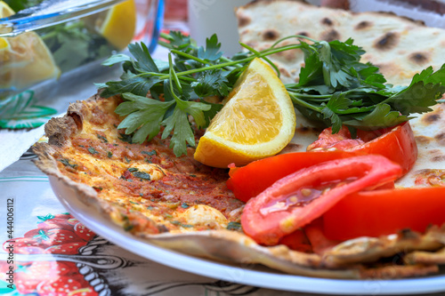 Turkish foods; Turkish pizza / Lahmacun