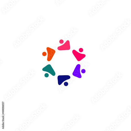 COLORFUL PEOPLE TOGETHER SIGN SYMBOL LOGO