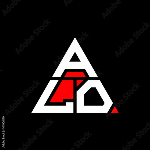 ALO triangle letter logo design with triangle shape. ALO triangle logo design monogram. ALO triangle vector logo template with red color. ALO triangular logo Simple, Elegant, and Luxurious Logo. ALO 