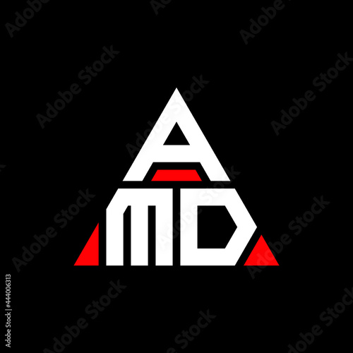 AMD triangle letter logo design with triangle shape. AMD triangle logo design monogram. AMD triangle vector logo template with red color. AMD triangular logo Simple, Elegant, and Luxurious Logo. AMD  photo