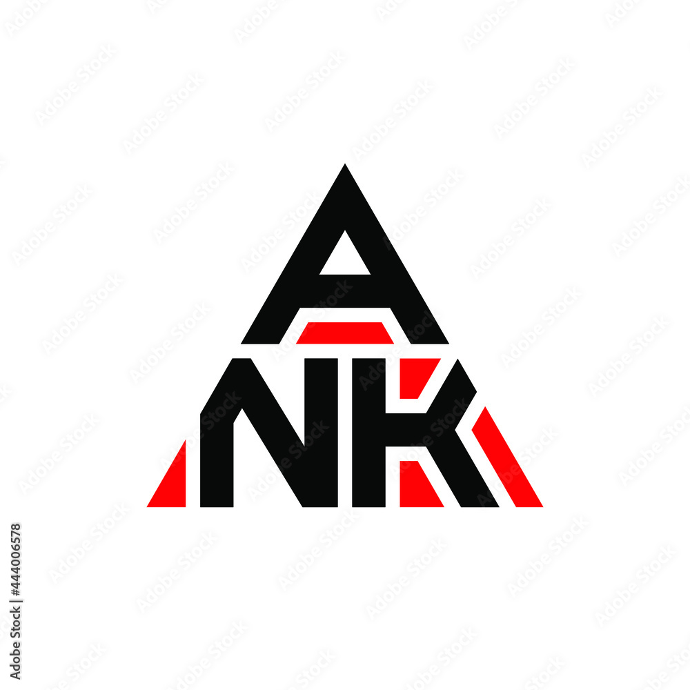 ANK triangle letter logo design with triangle shape. ANK triangle logo