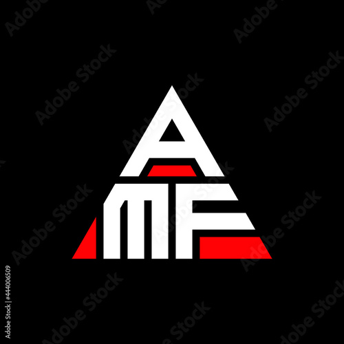 AMF triangle letter logo design with triangle shape. AMF triangle logo design monogram. AMF triangle vector logo template with red color. AMF triangular logo Simple, Elegant, and Luxurious Logo. AMF  photo