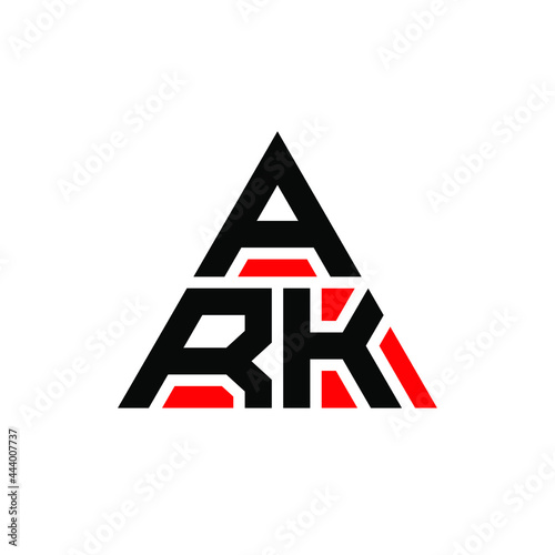 ARK triangle letter logo design with triangle shape. ARK triangle logo design monogram. ARK triangle vector logo template with red color. ARK triangular logo Simple, Elegant, and Luxurious Logo. ARK 
