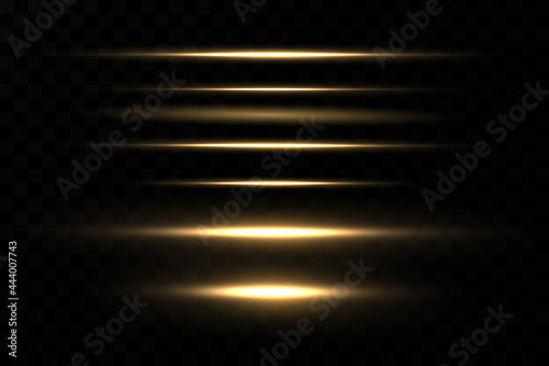 Golden light effect. Abstract laser light rays. Vector illustration