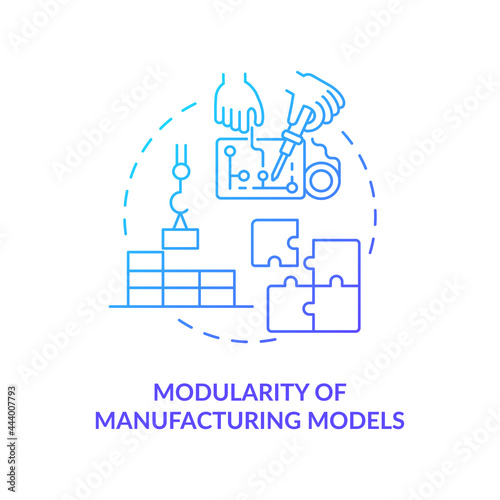 Modularity of manufacturing models concept icon. Smart computers. Digital twin characteristics. Customization of systems abstract idea thin line illustration. Vector isolated outline color drawing
