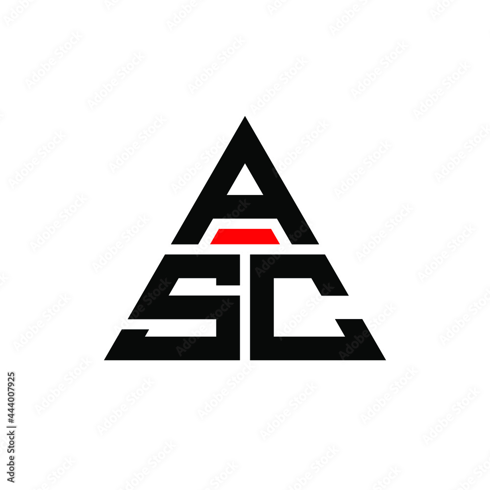 ASC triangle letter logo design with triangle shape. ASC triangle logo design monogram. ASC triangle vector logo template with red color. ASC triangular logo Simple, Elegant, and Luxurious Logo. ASC  - obrazy, fototapety, plakaty 