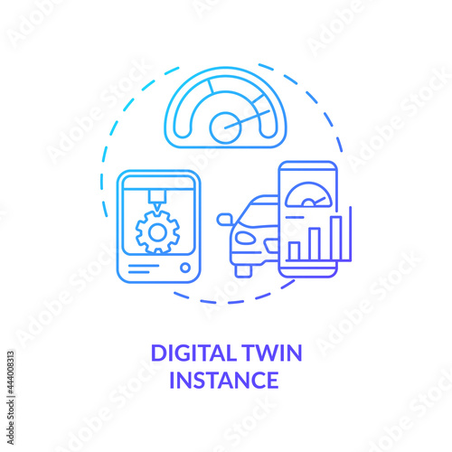 Digital twin instance concept icon. Tests on different technologies usage scenarios. Innovative computers abstract idea thin line illustration. Vector isolated outline color drawing