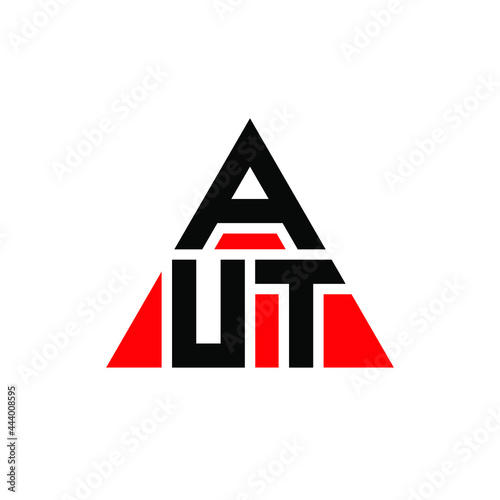 AUT triangle letter logo design with triangle shape. AUT triangle logo design monogram. AUT triangle vector logo template with red color. AUT triangular logo Simple, Elegant, and Luxurious Logo. AUT 