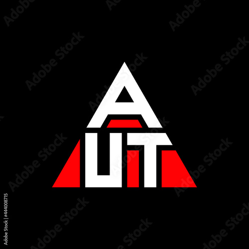 AUT triangle letter logo design with triangle shape. AUT triangle logo design monogram. AUT triangle vector logo template with red color. AUT triangular logo Simple, Elegant, and Luxurious Logo. AUT 