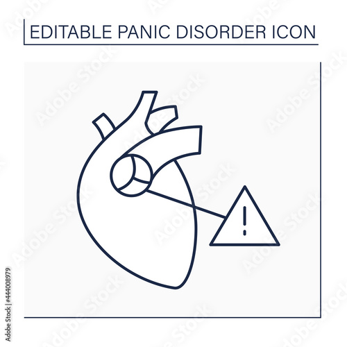 Mitral valve prolapse line icon.Anxiety symptoms. Palpitations and chest pain.Heart attack.Panic disorder concept. Isolated vector illustration. Editable stroke