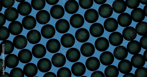 Render with a surface of green rounded shapes on a blue background