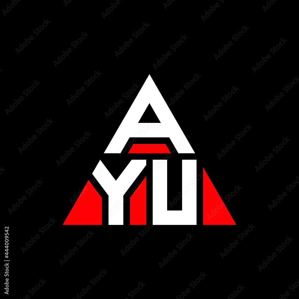 AYU triangle letter logo design with triangle shape. AYU triangle logo